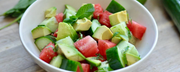 Bowl of fruit with watermelon, cucumber, avocado, mint, - fertility meal plan and recipes for fertility - Wenatal